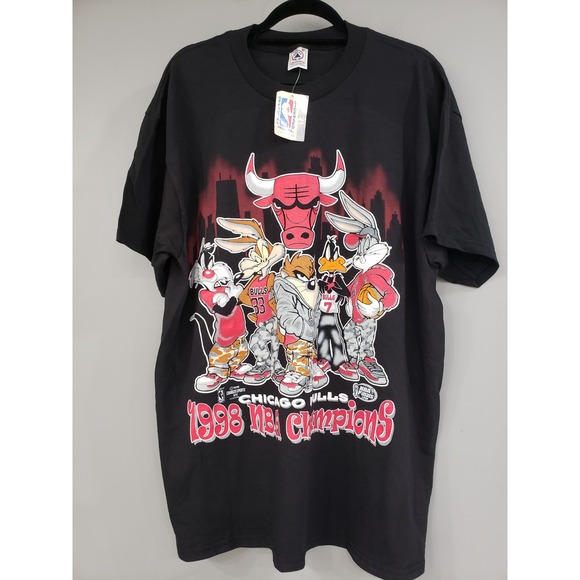 Vintage 1998 Chicago Bulls NBA World Champs Looney‎ Tunes T-Shirt Size XL